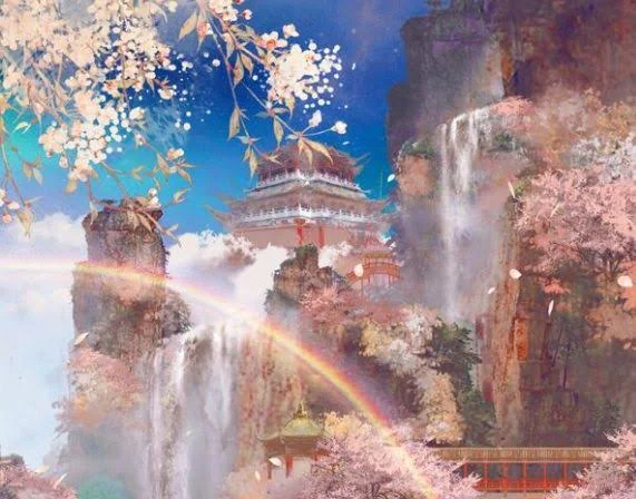 heaven official's blessing inspired mountain temple landscape representing the story's spiritual worldheaven official's blessing inspired mountain temple landscape representing the story's spiritual world